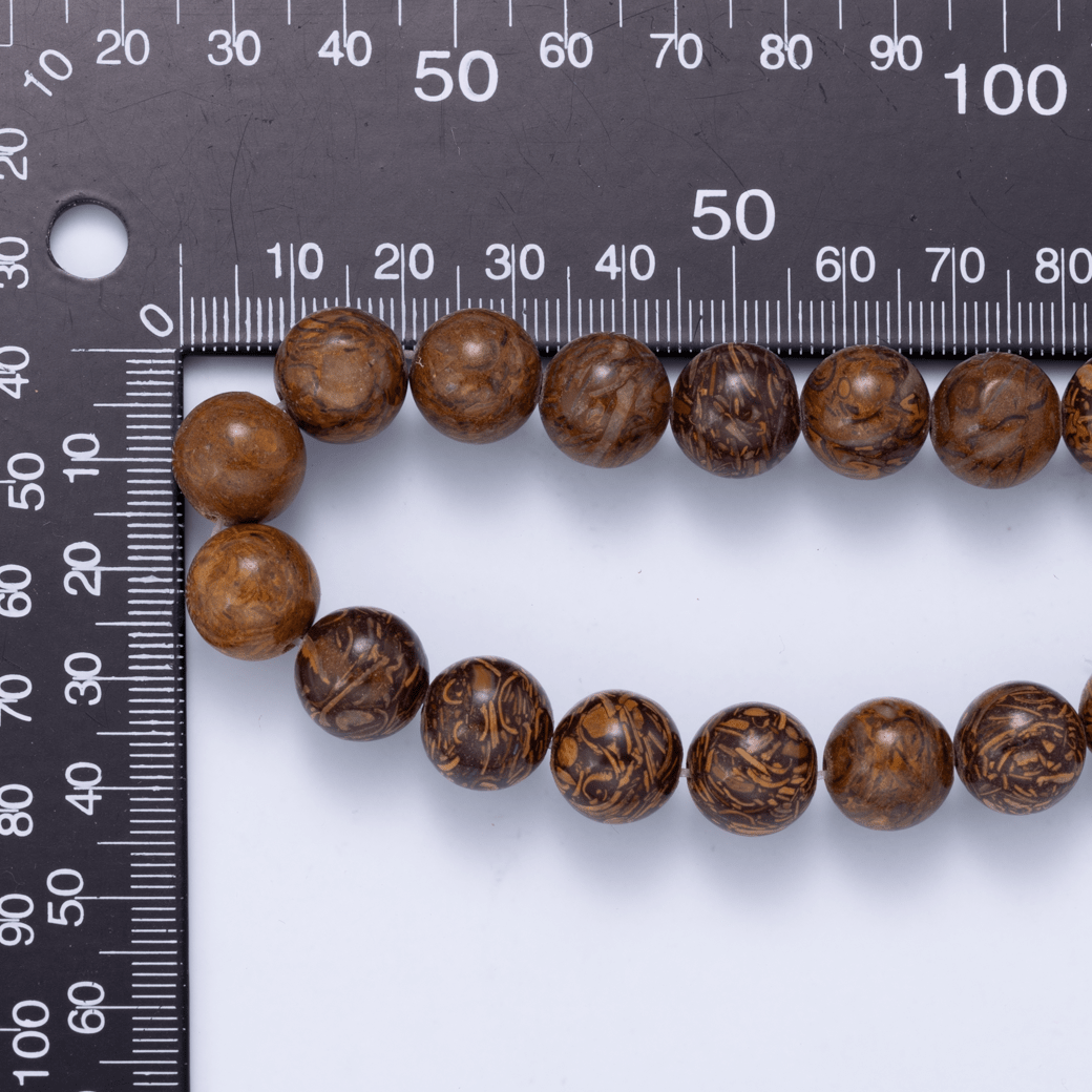 Wood Grain Jasper Round Gemstone Bead Strand Findings | WA-04748