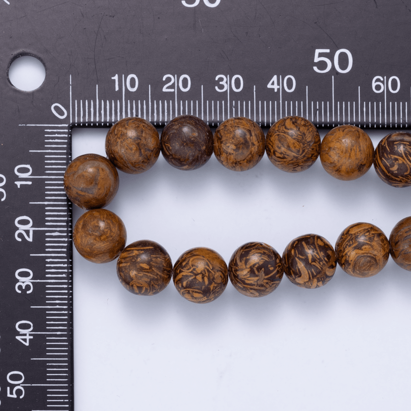 Wood Grain Jasper Round Gemstone Bead Strand Findings | WA-04748