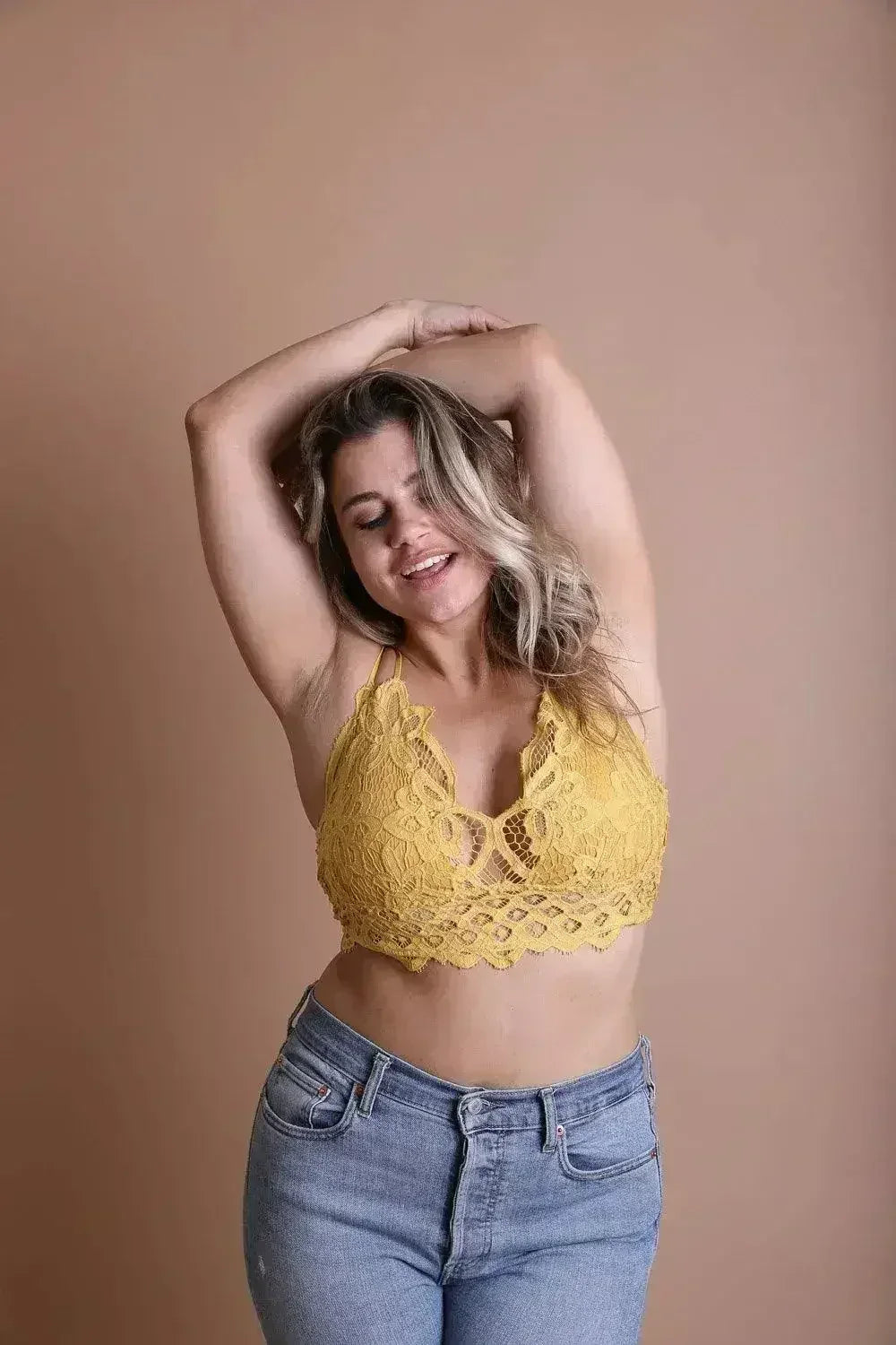 Plus Crochet Lace Longline Bralette