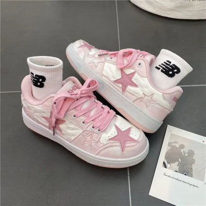 Y2K Pink Flat Fashion Sneakers for Women