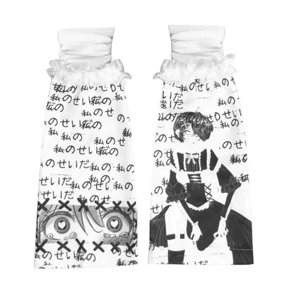 Harajuku Punk Print Leg Warmers – Y2K Gothic Cosplay Sleeves