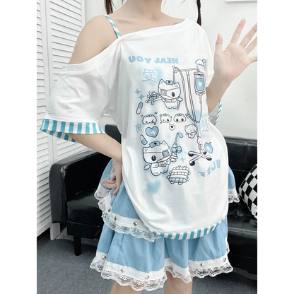 Y2K Harajuku T-Shirt – Japanese Patchwork