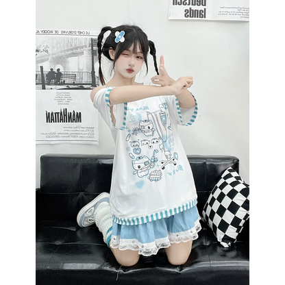 Y2K Harajuku T-Shirt – Japanese Patchwork