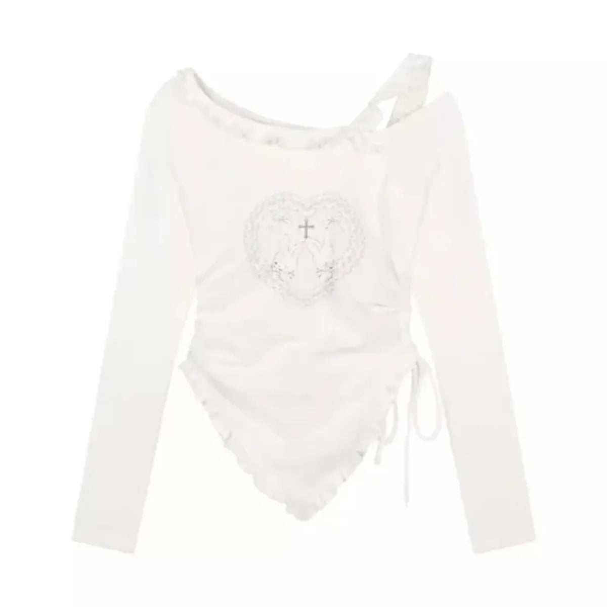 Y2K Kawaii Harajuku Two-Piece Set – Ruffle Skirt &amp; Long Sleeve Top
