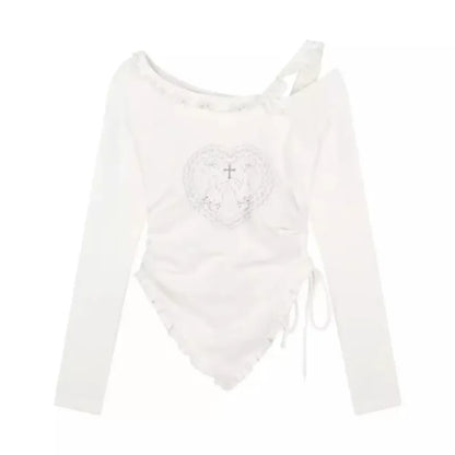 Y2K Kawaii Harajuku Two-Piece Set – Ruffle Skirt &amp; Long Sleeve Top