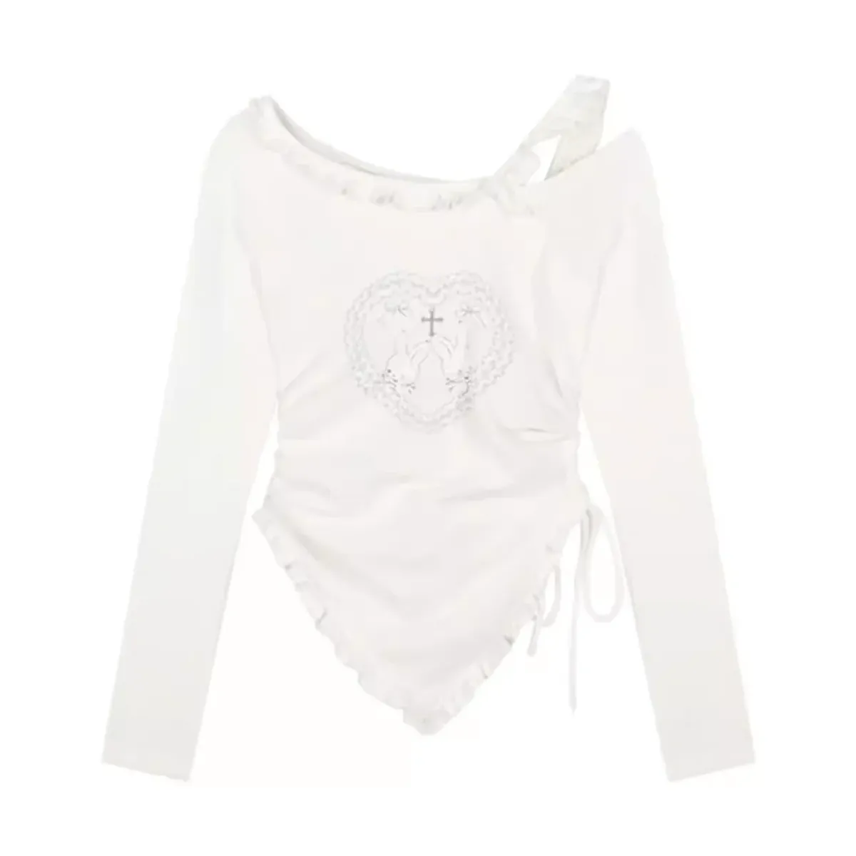 Y2K Kawaii Harajuku Two-Piece Set – Ruffle Skirt &amp; Long Sleeve Top