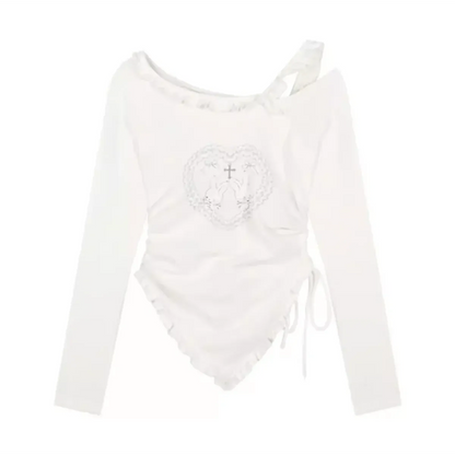 Y2K Kawaii Harajuku Two-Piece Set – Ruffle Skirt &amp; Long Sleeve Top