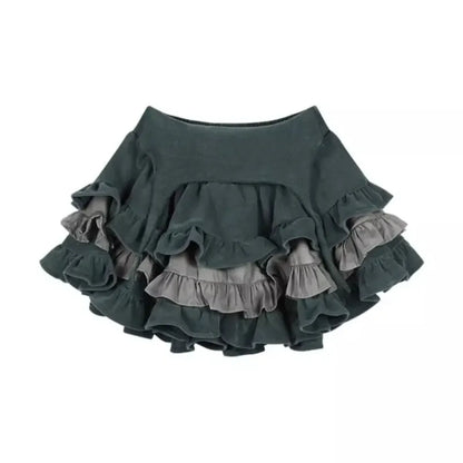 Y2K Kawaii Harajuku Two-Piece Set – Ruffle Skirt &amp; Long Sleeve Top