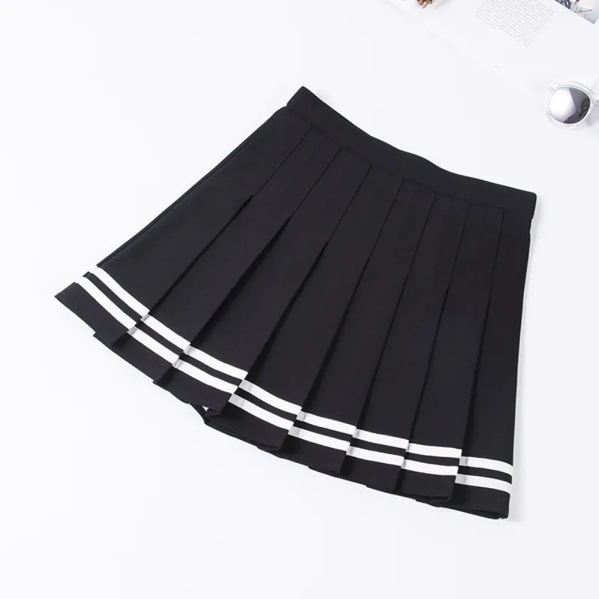 Y2K High Waist Pleated Mini Skirt – Kawaii Preppy Striped Style
