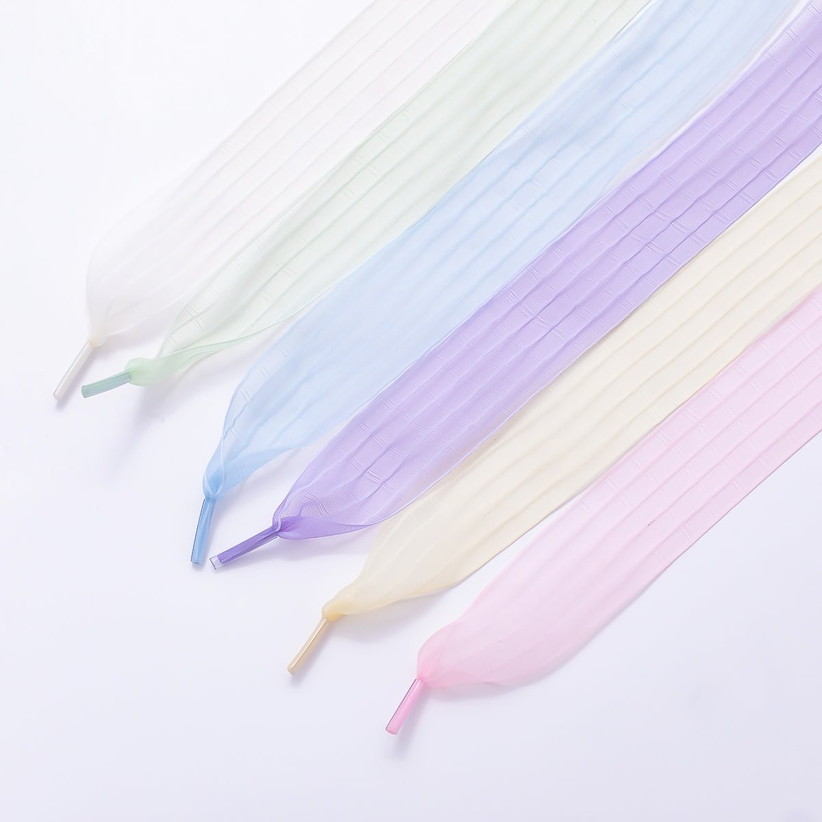 Yellow, Pink, Blue, Purple, Beige, Green Stripe Ribbon Shoelace Accessories | WB-00364 ~ WB-00369