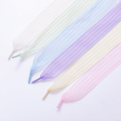 Yellow, Pink, Blue, Purple, Beige, Green Stripe Ribbon Shoelace Accessories | WB-00364 ~ WB-00369