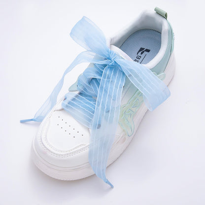 Yellow, Pink, Blue, Purple, Beige, Green Stripe Ribbon Shoelace Accessories | WB-00364 ~ WB-00369