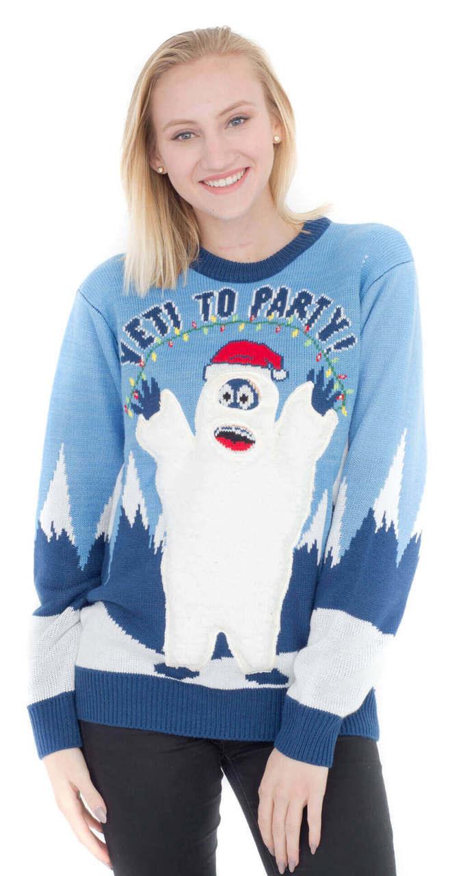 Yeti to Party Light up Ugly Christmas Sweater