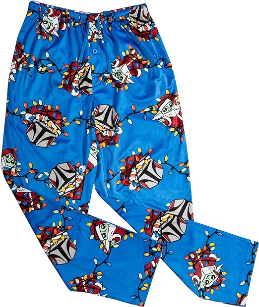 Yoda Grogu Lights Adult Unisex Blue Pajama Lounge Pants
