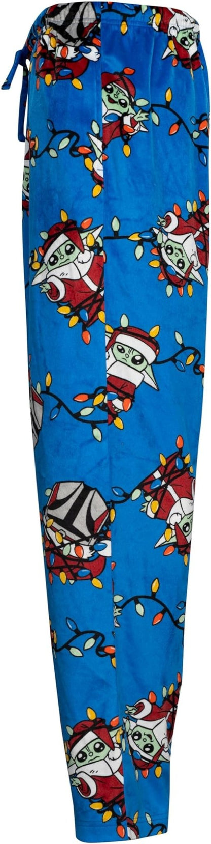 Yoda Grogu Lights Adult Unisex Blue Pajama Lounge Pants