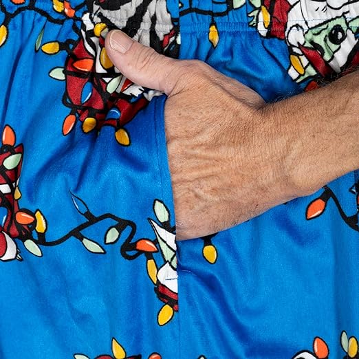 Yoda Grogu Lights Adult Unisex Blue Pajama Lounge Pants