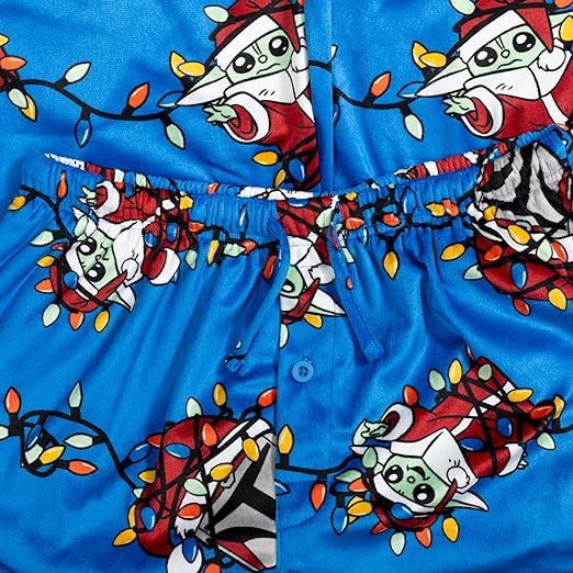 Yoda Grogu Lights Adult Unisex Blue Pajama Lounge Pants