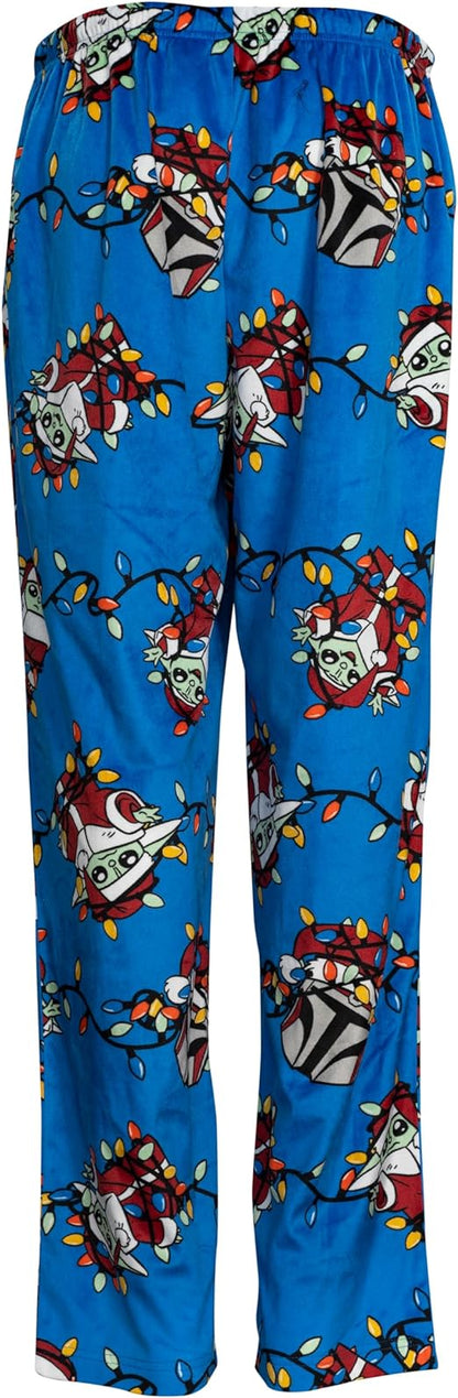 Yoda Grogu Lights Adult Unisex Blue Pajama Lounge Pants