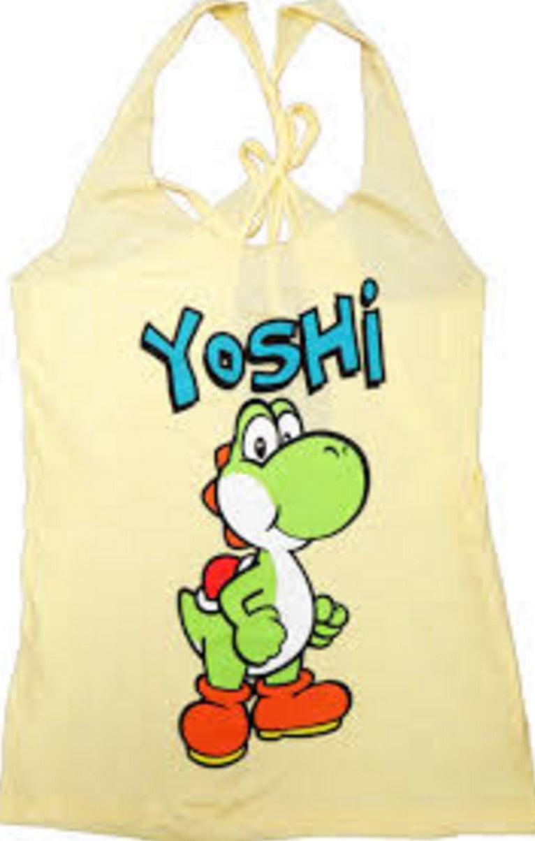 Yoshi Yellow Thin-Cut Tank Top With Open Braided Racerback Back