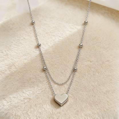 Titanium Steel Heart Necklace &amp; Bracelet Set