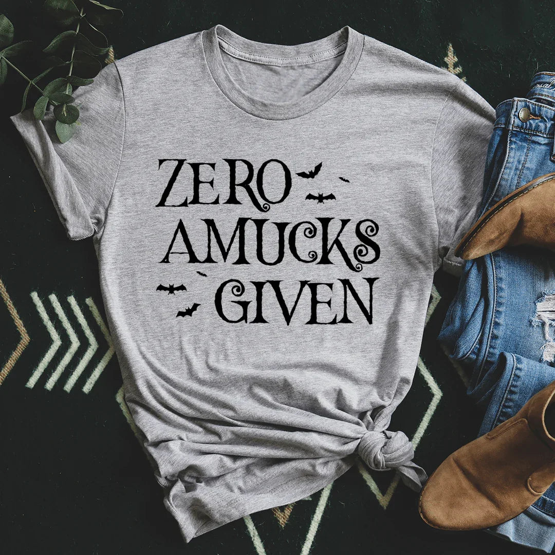 Halloween Witch Spooky Graphic Tee – "Zero Amucks Given"