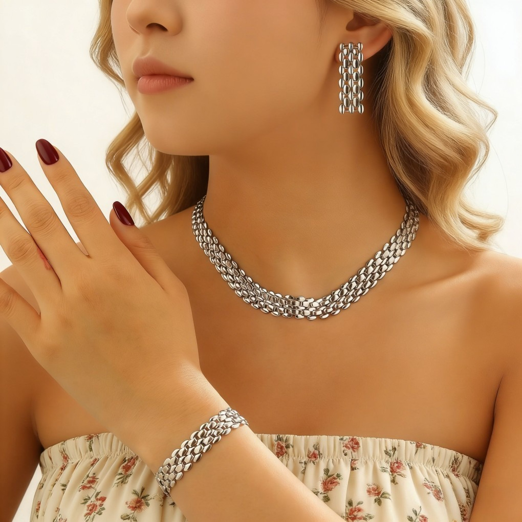 Y-Shaped Layered Necklace &amp; Bracelet Set